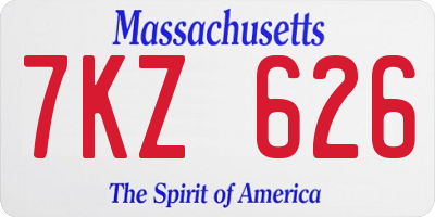MA license plate 7KZ626
