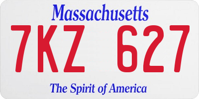 MA license plate 7KZ627