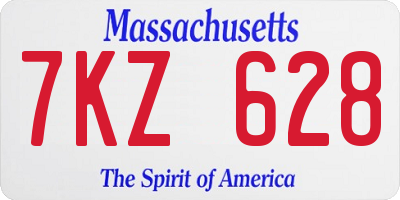 MA license plate 7KZ628