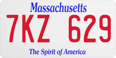 MA license plate 7KZ629