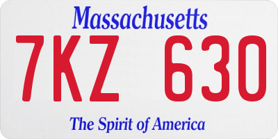MA license plate 7KZ630