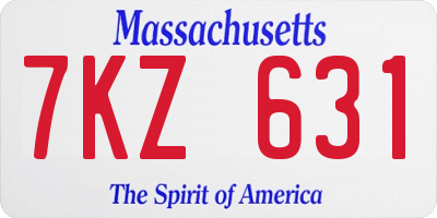 MA license plate 7KZ631