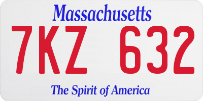 MA license plate 7KZ632