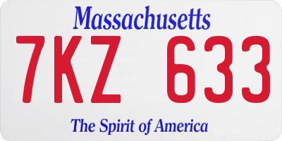 MA license plate 7KZ633