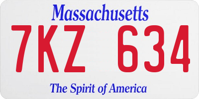 MA license plate 7KZ634