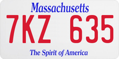 MA license plate 7KZ635