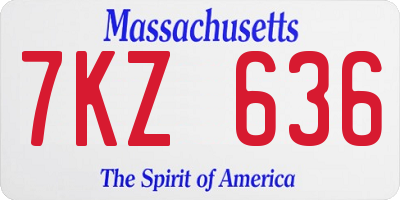 MA license plate 7KZ636
