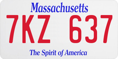 MA license plate 7KZ637