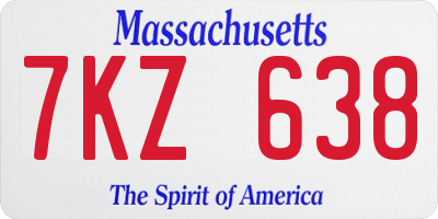 MA license plate 7KZ638