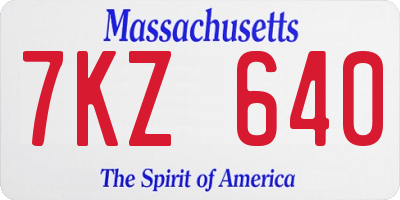 MA license plate 7KZ640
