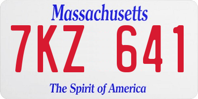 MA license plate 7KZ641
