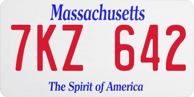 MA license plate 7KZ642
