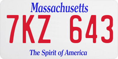 MA license plate 7KZ643