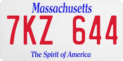 MA license plate 7KZ644