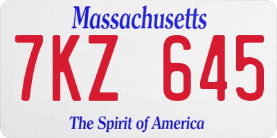 MA license plate 7KZ645