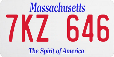 MA license plate 7KZ646