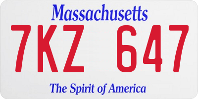 MA license plate 7KZ647