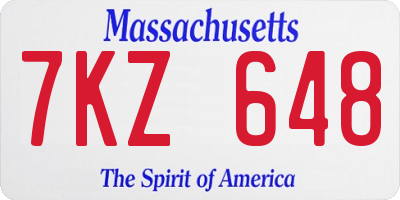 MA license plate 7KZ648