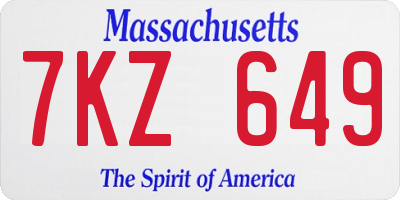 MA license plate 7KZ649