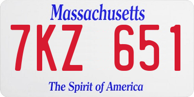 MA license plate 7KZ651