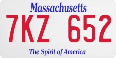 MA license plate 7KZ652