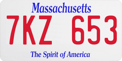 MA license plate 7KZ653