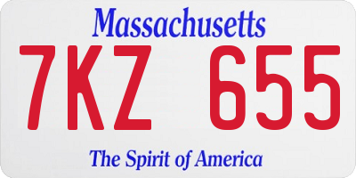 MA license plate 7KZ655