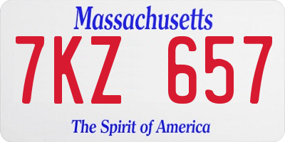 MA license plate 7KZ657