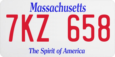 MA license plate 7KZ658