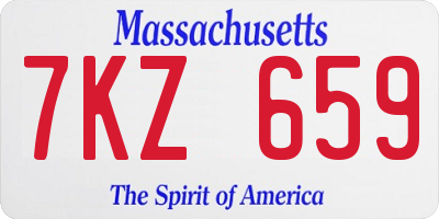 MA license plate 7KZ659