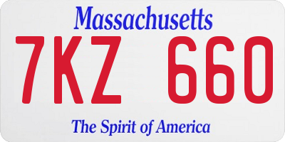 MA license plate 7KZ660
