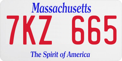 MA license plate 7KZ665