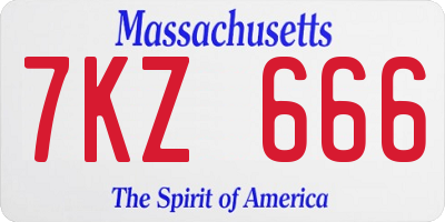 MA license plate 7KZ666