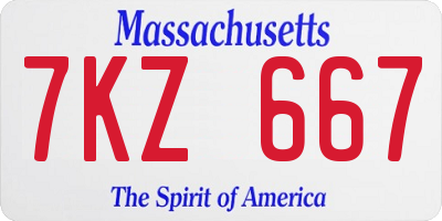MA license plate 7KZ667
