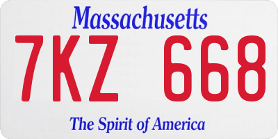 MA license plate 7KZ668