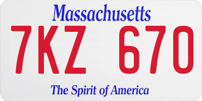 MA license plate 7KZ670