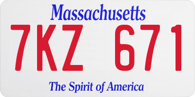 MA license plate 7KZ671