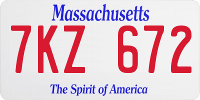MA license plate 7KZ672