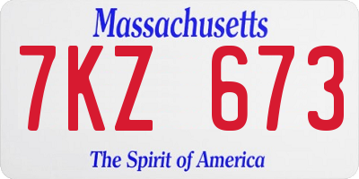 MA license plate 7KZ673