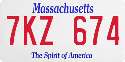 MA license plate 7KZ674