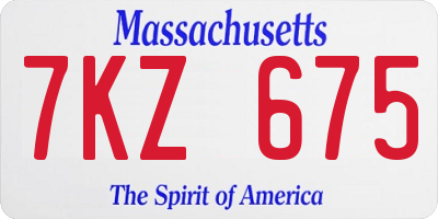 MA license plate 7KZ675