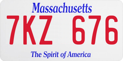 MA license plate 7KZ676