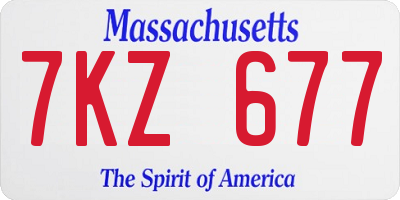 MA license plate 7KZ677