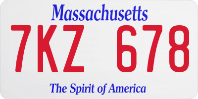 MA license plate 7KZ678