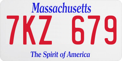 MA license plate 7KZ679