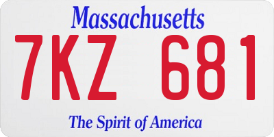 MA license plate 7KZ681