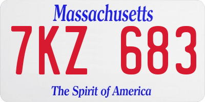 MA license plate 7KZ683