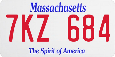 MA license plate 7KZ684
