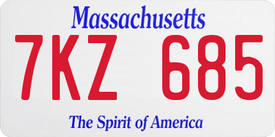 MA license plate 7KZ685