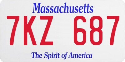 MA license plate 7KZ687